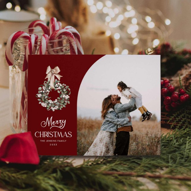 Elegant Merry Christmas Photo Holiday Postcard (Elegant Christmas Photo Post Card)