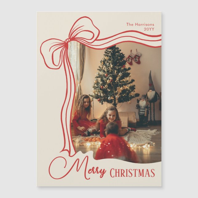 Elegant Merry Christmas Photo Magnetic Card (Front)