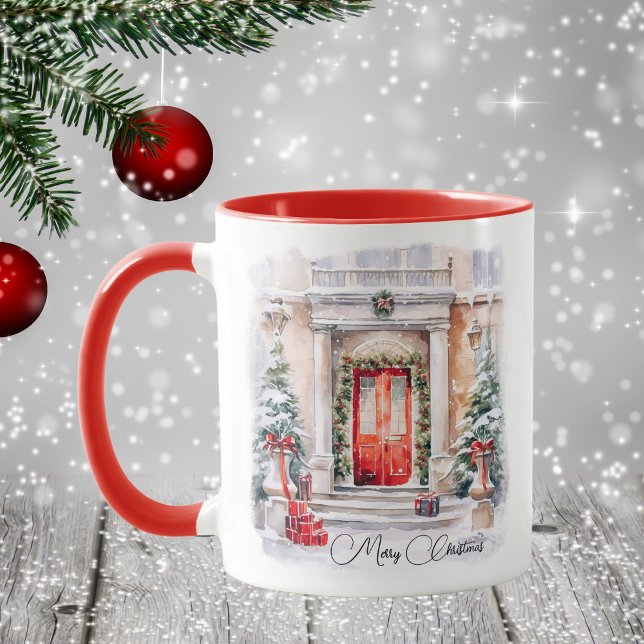 Elegant Merry Christmas Red Doors Mug (Creator Uploaded)