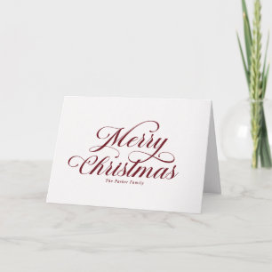 Elegant Merry Christmas Red Script Calligraphy Holiday Card