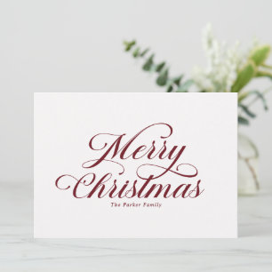 Elegant Merry Christmas Red Script Calligraphy Holiday Card