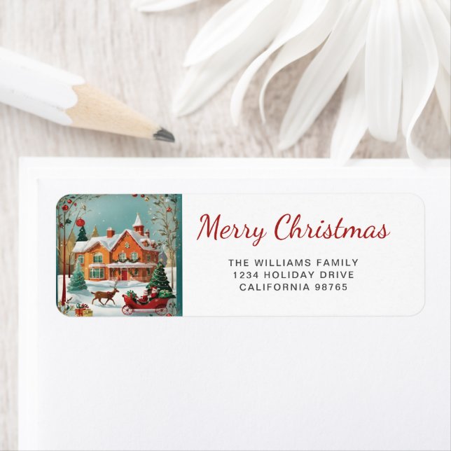 Elegant Merry Christmas Return Address Label (Insitu)