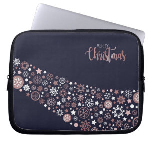 Elegant merry christmas rose gold winter snowflake laptop sleeve