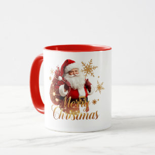 Elegant Merry Christmas Santa Claus Mug