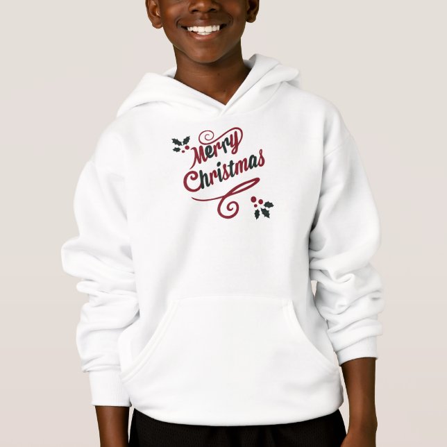 Elegant Merry Christmas Script Hoodie (Front)