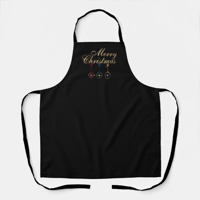 Elegant Merry Christmas Snowflake Art Apron (Front)
