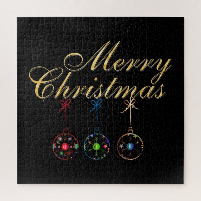 Elegant Merry Christmas Snowflake Art Jigsaw Puzzle (Vertical)