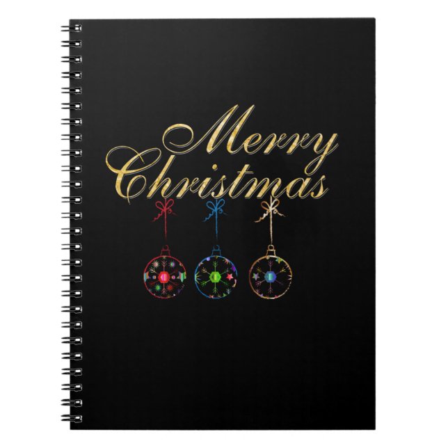 Elegant Merry Christmas Snowflake Art Notebook (Front)