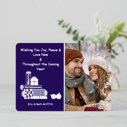 Elegant Merry Christmas Stack of Presents Photo Foil Holiday Card