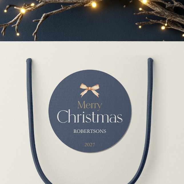 Elegant Merry Christmas Sticker with Gold Bow (Creator Uploaded)