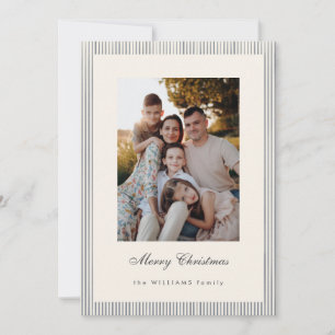 Elegant Merry Christmas Striped Photo Holiday Card