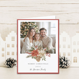 Elegant Merry Christmas Terracotta 2 Photo Holiday Card