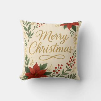 Elegant Merry Christmas Throw Pillow
