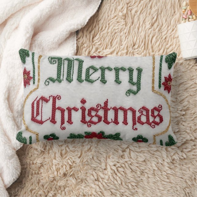 Elegant Merry Christmas Throw Pillow Cover Festive (Blanket)