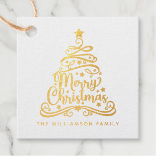 Elegant Merry Christmas Tree Family Favour Tags
