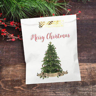 Elegant Merry Christmas Tree Family Name Favour Ba Favour Bag