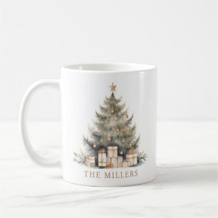 Elegant Merry Christmas Tree Gold Minimalist Coffee Mug