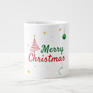 Elegant Merry Christmas Tree Holiday Design Large Coffee Mug