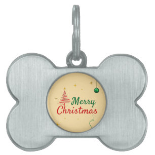 Elegant Merry Christmas Tree Holiday Design Pet ID Tag