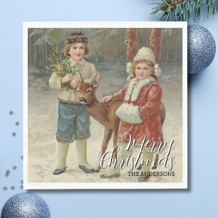 Elegant Merry Christmas Winter Children Napkin