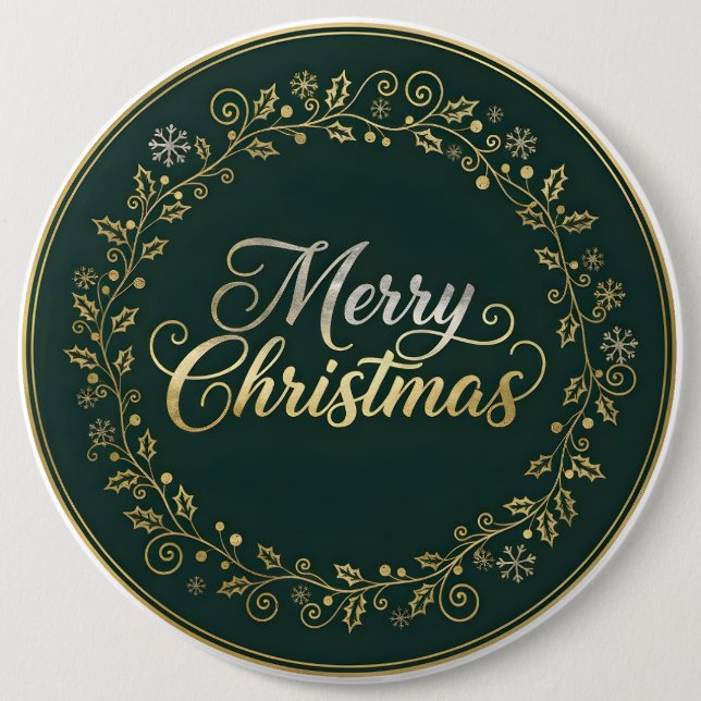 Elegant Merry Christmas Wreath 6 Cm Round Badge (Front)