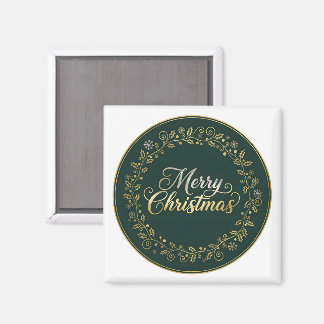 Elegant Merry Christmas Wreath Magnet