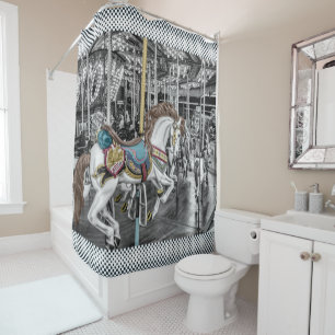 Elegant Merry Go Round Carousel Vintage Shower Curtain