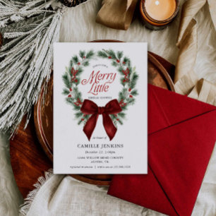Elegant Merry Little Christmas Bridal Shower Invitation