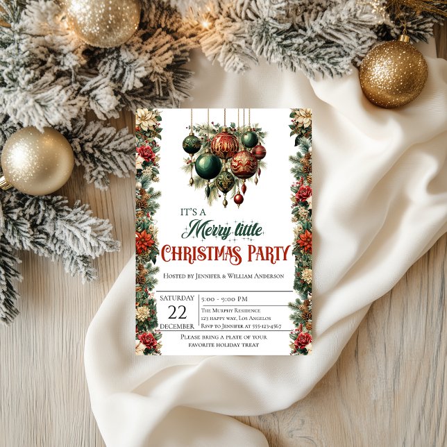Elegant Merry Little Christmas Party Invitation    (Creator Uploaded)