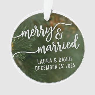 Elegant “Merry & Married” Christmas Ornament