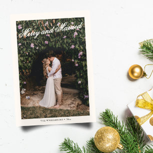 Elegant Merry Married Wedding Photo Christmas Holiday Card