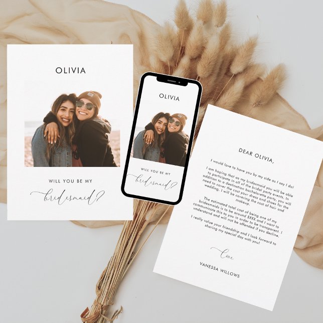 Elegant Message Budget Be My Bridesmaid Ask Card  (Creator Uploaded)