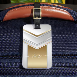 Elegant Metal 3D look Calligraphy Gold Monogram    Luggage Tag