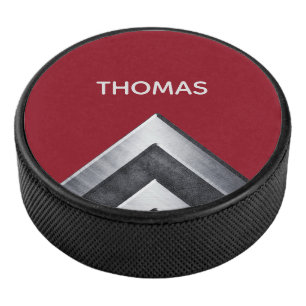 Elegant Metal Pattern Monogrammed Hockey Puck