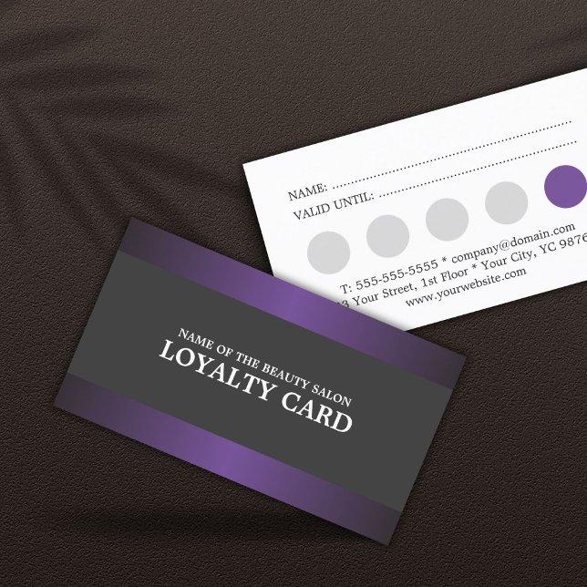 Elegant Metal Purple Grey Salon Loyalty Card (Creator Uploaded)