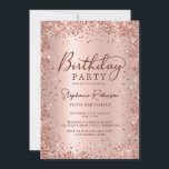 Elegant Metal Rose Gold Glitter 70th Birthday  Invitation<br><div class="desc">Modern elegant rose gold metallic and glitter 70th birthday party invitations. This adult girly card design features stylish handwritten calligraphy script,  blush pink or rose gold faux brushed metallic background with loose glam glitter frame around. Easy to personalise,  perfect for any age.</div>