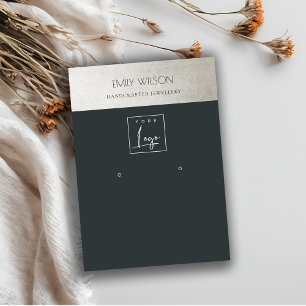 ELEGANT METALLIC BLACK SILVER LOGO EARRING DISPLAY BUSINESS CARD