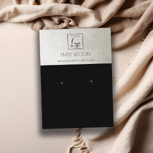 ELEGANT METALLIC BLACK SILVER LOGO EARRING DISPLAY BUSINESS CARD