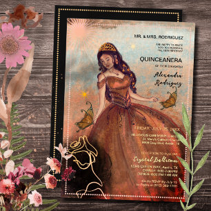 Elegant Metallic Copper-Luxe Gown Invitation