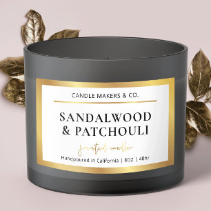 Elegant Metallic Faux Gold Script Font Candle Jar Rectangular Sticker