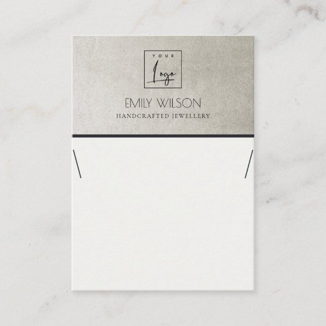 ELEGANT METALLIC FAUX SILVER LOGO NECKLACE DISPLAY BUSINESS CARD (Front)
