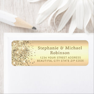 Elegant Metallic Gold Glitter Golden Anniversary Return Address Label