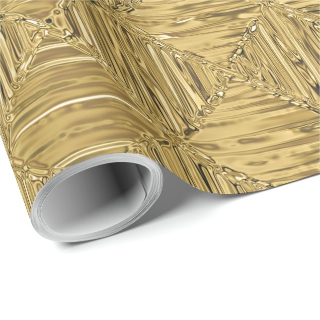 Elegant Metallic Gold Pattern Textured Look Wrapping Paper (Roll Corner)