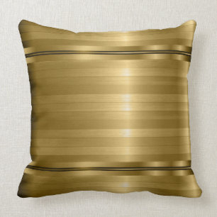 Elegant Metallic Gold Stripes Cushion