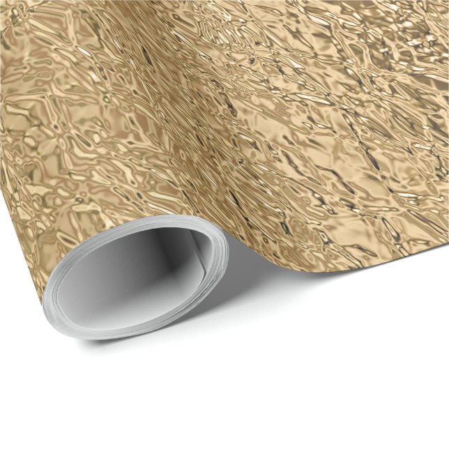 Elegant Metallic Gold Textured Look  Wrapping Paper (Roll Corner)