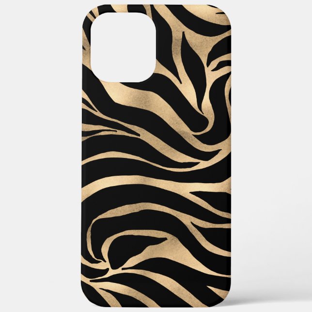 Elegant Metallic Gold Zebra Black Animal Print Case-Mate iPhone Case (Back)