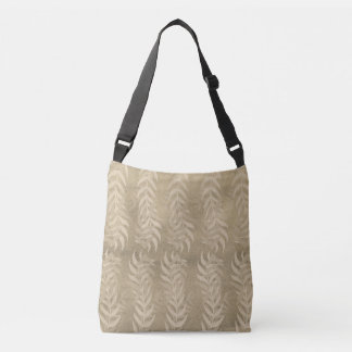 Elegant Metallic Light Brown Leaf Pattern – Nature Crossbody Bag