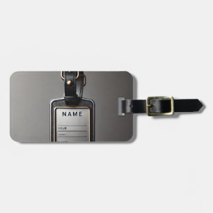 Elegant Metallic Luggage Tag Design with Leather 