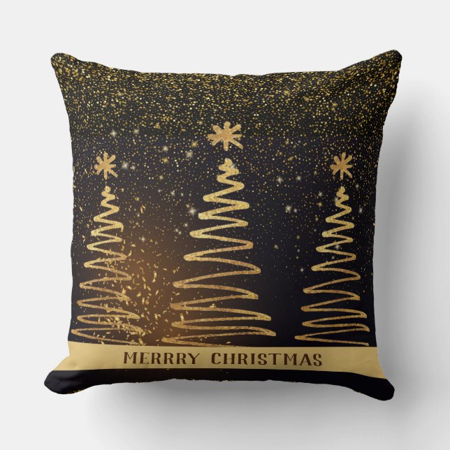 Elegant metallic modern luxurious black and gold cushion (Front)