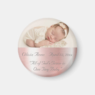 Elegant Metallic Pink Name Baby Girl Pretty Magnet